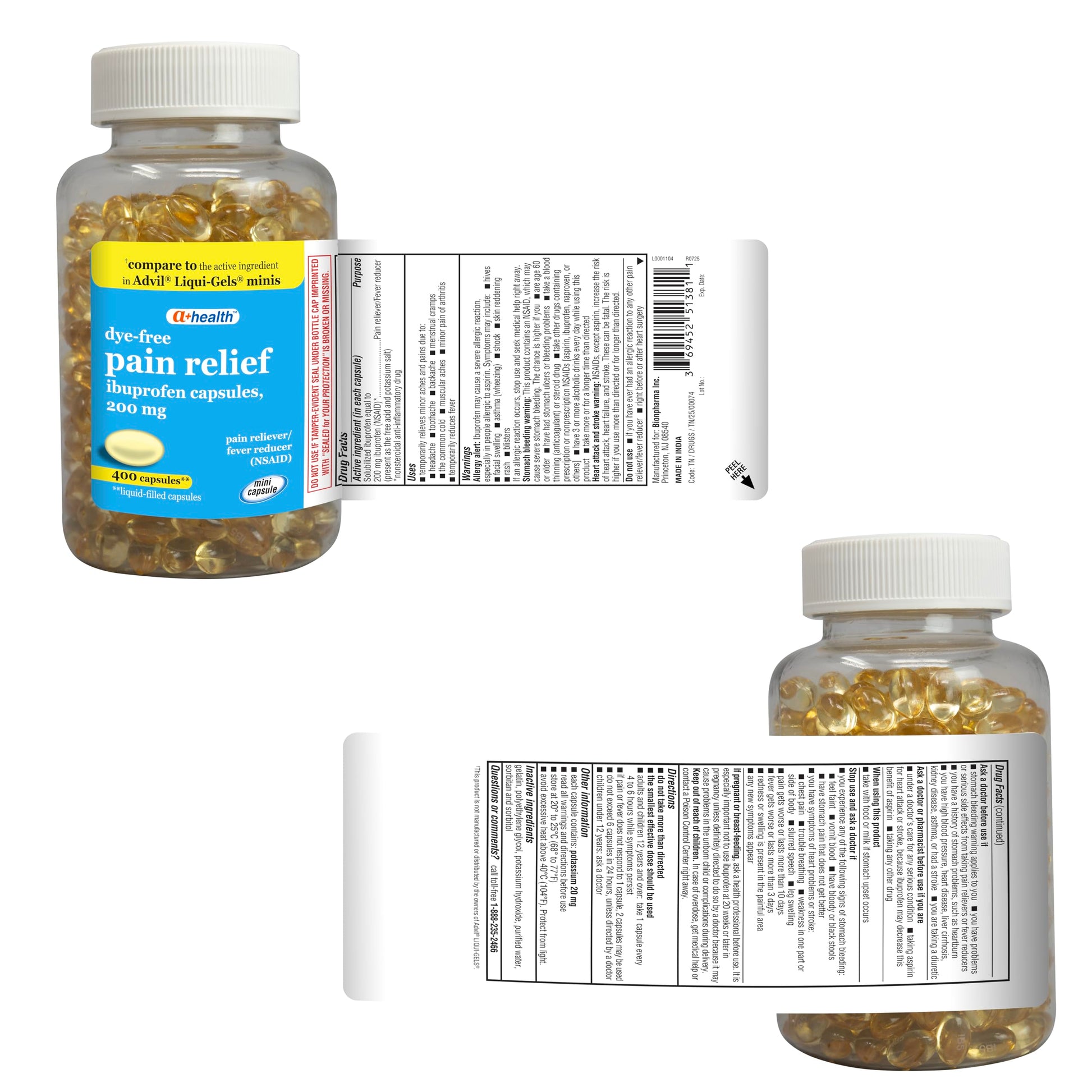 Authentic USA imported A+Health pain reliever packaging