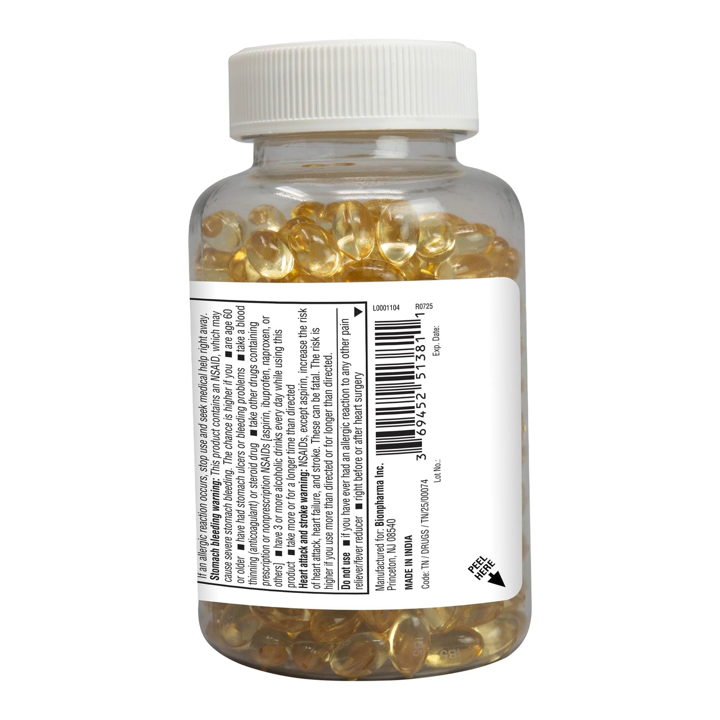 A+Health ibuprofen 200 mg softgel texture and size