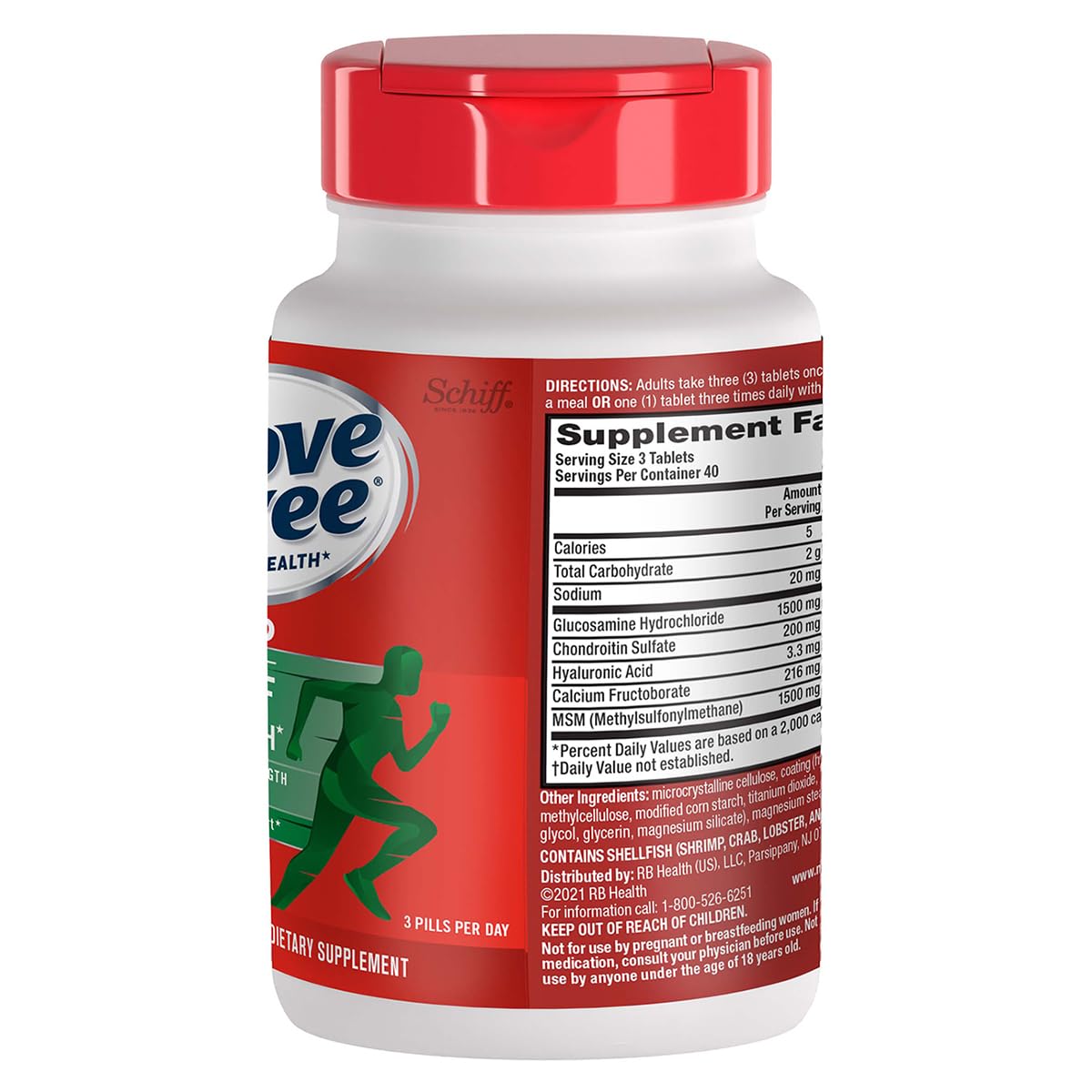 Move Free Joint Support 120 Coated Tablets Bottle Back Label