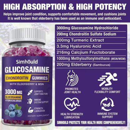 Simhould joint support gummies 3000mg supplement label details