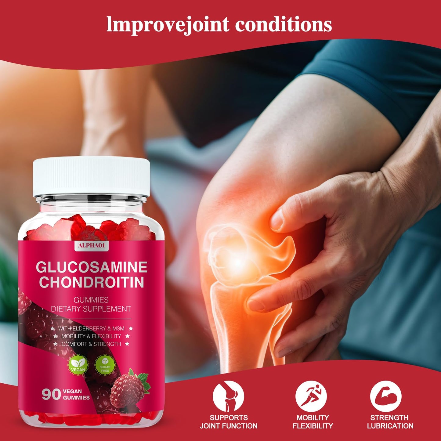 Raspberry flavored joint support gummies showing texture