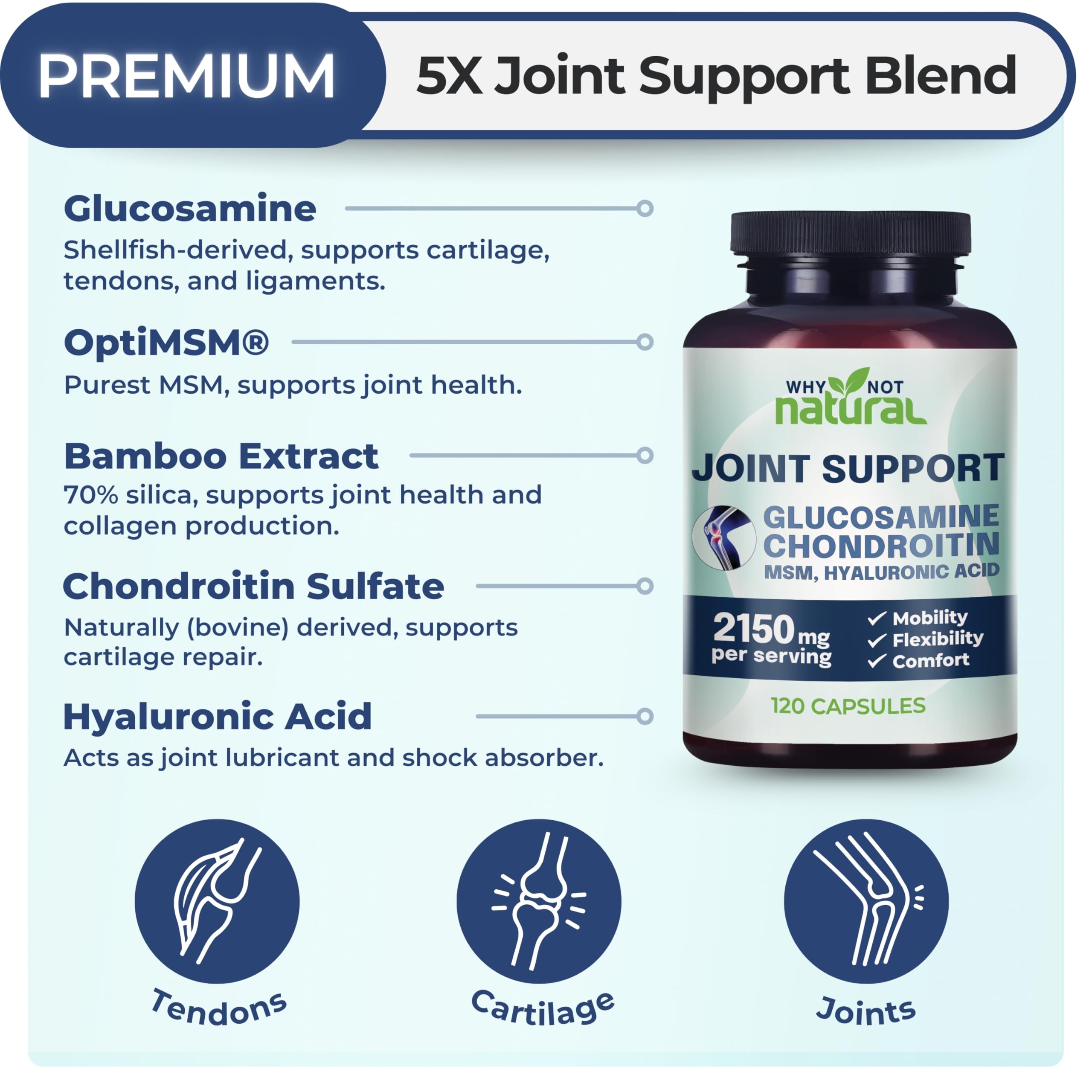 Why Not Natural joint support supplement bottle label details