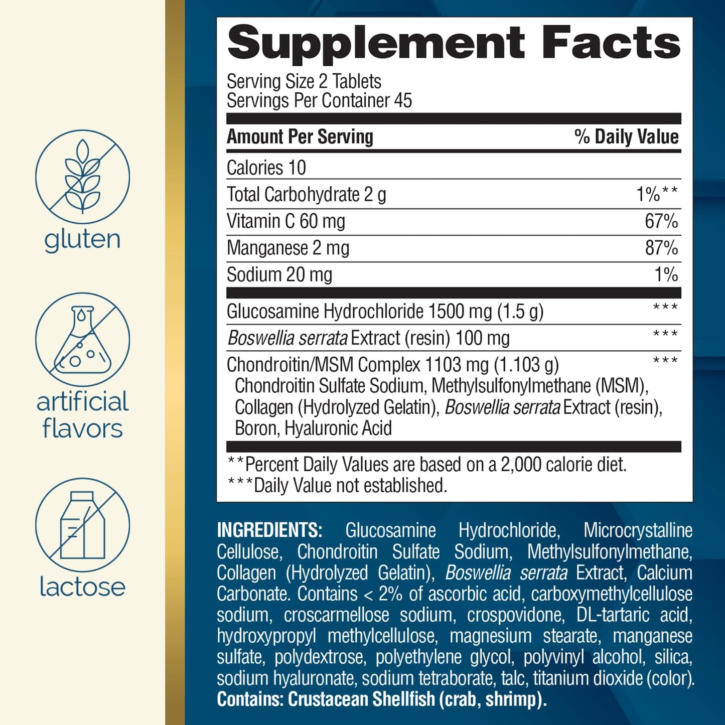 Nature's Wonder joint support tablets in a glass container
