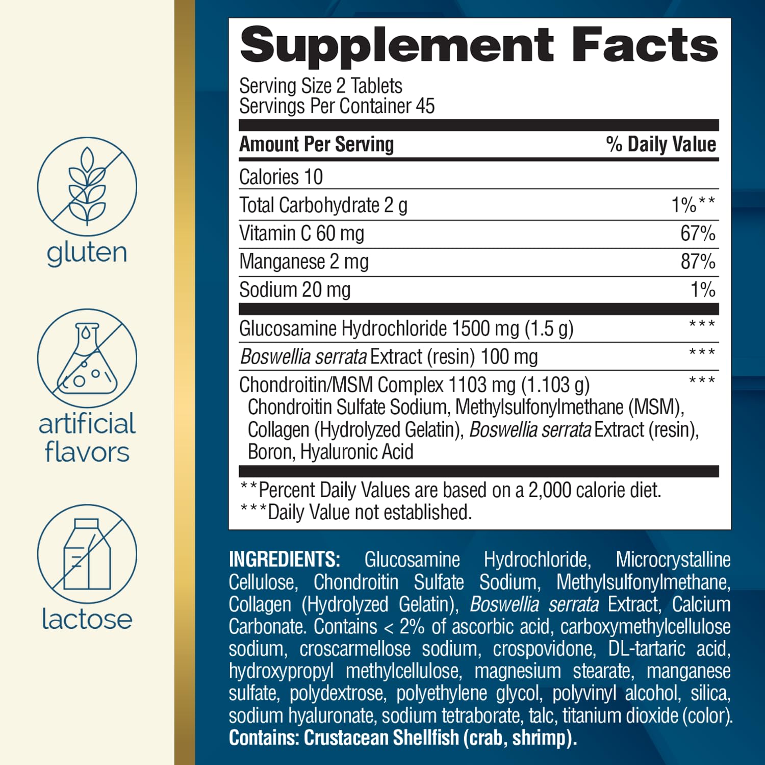 Nature's Wonder joint support tablets in a glass container