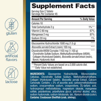 Nature's Wonder joint support tablets in a glass container