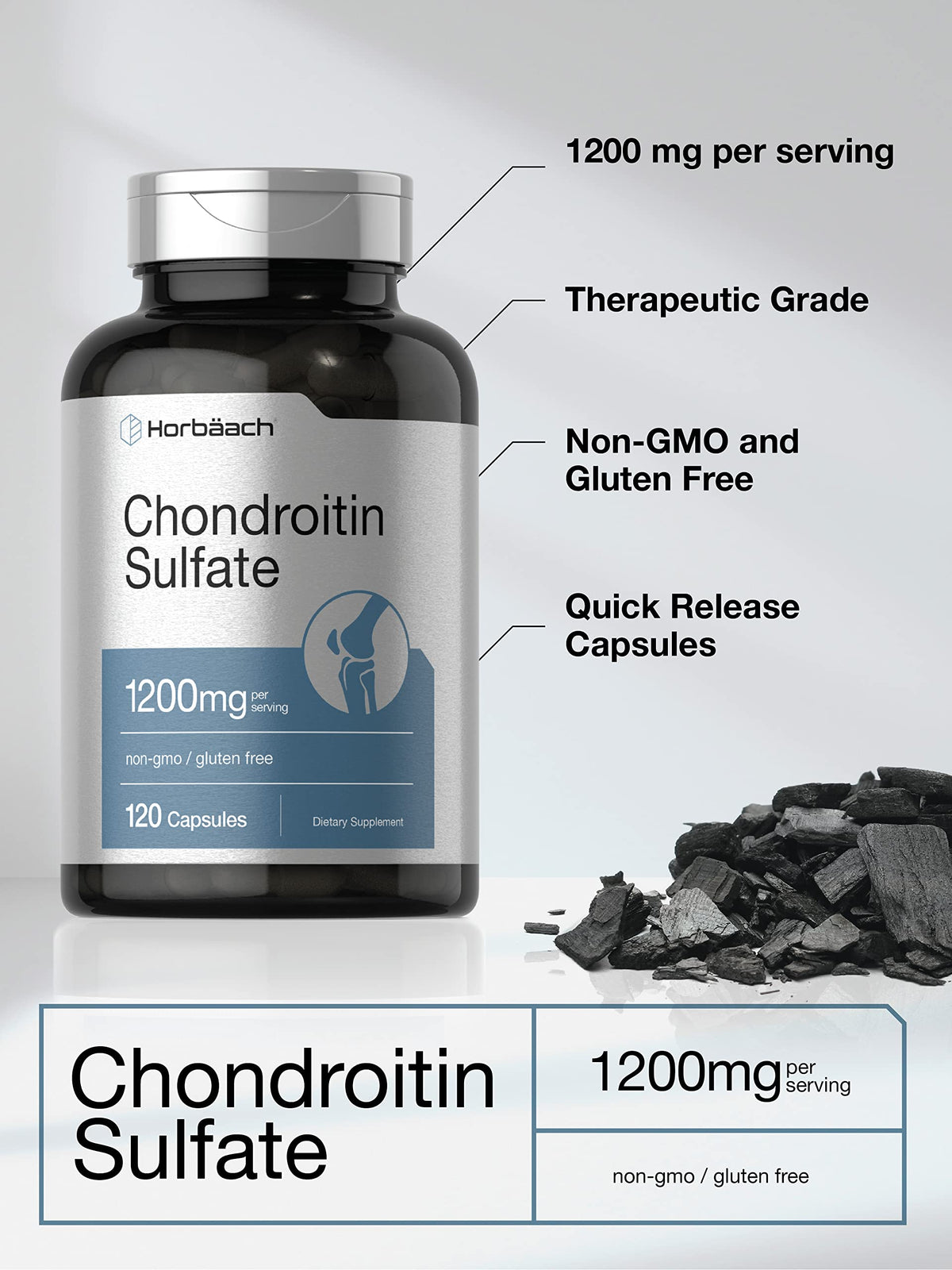 Horbäach Chondroitin Sulfate 1200mg label supplement facts panel