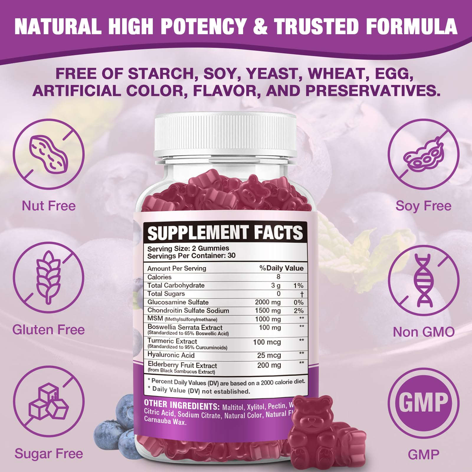 NutriVigor joint support gummies label details
