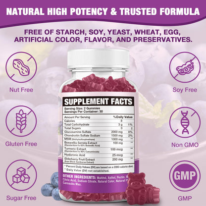 NutriVigor joint support gummies label details