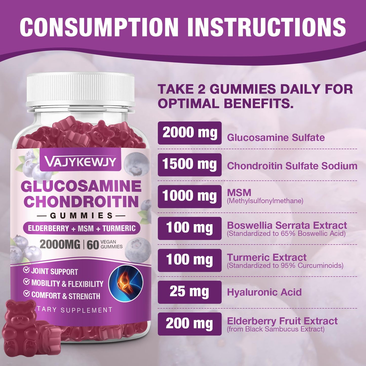 NutriVigor glucosamine chondroitin MSM and turmeric supplement bottle