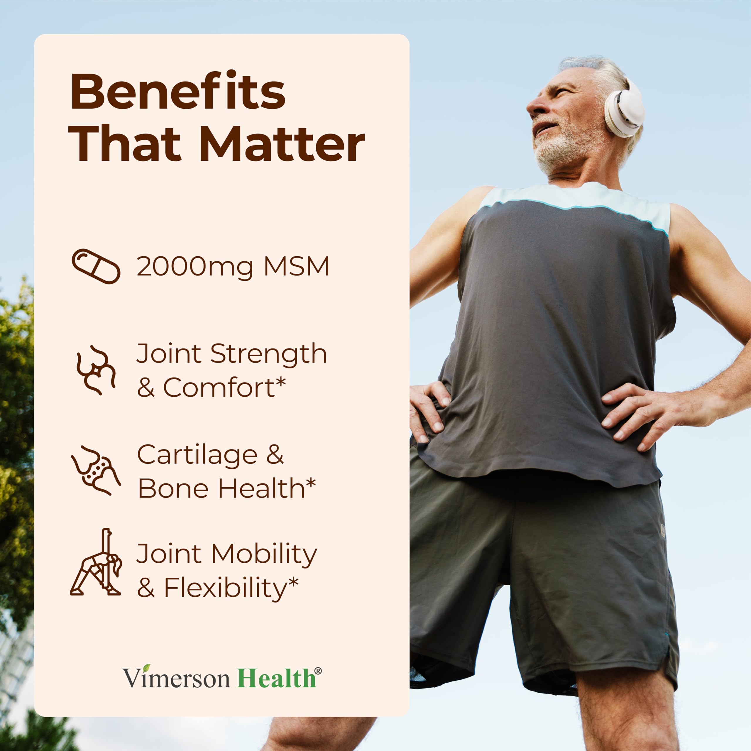 Close up of Vimerson Health joint supplement bottle label