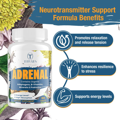 Authentic Tervaies imported herbal supplement bottle displayed with natural adaptogenic herbs background.