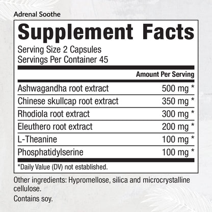 EquiLife herbal support supplement with ashwagandha and L theanine nutrition label
