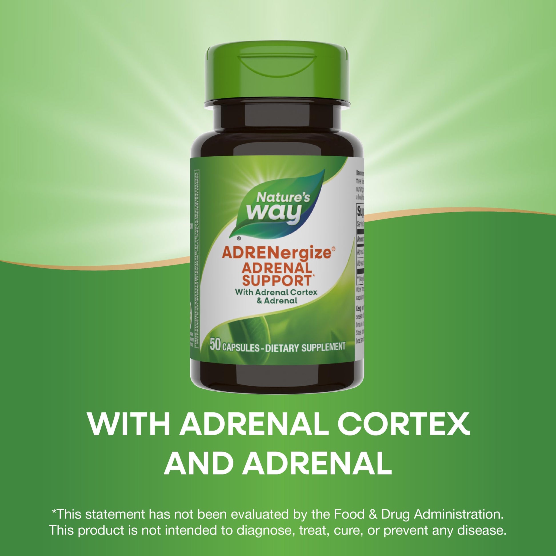 Nature's Way ADRENergize capsule count verification and directions panel