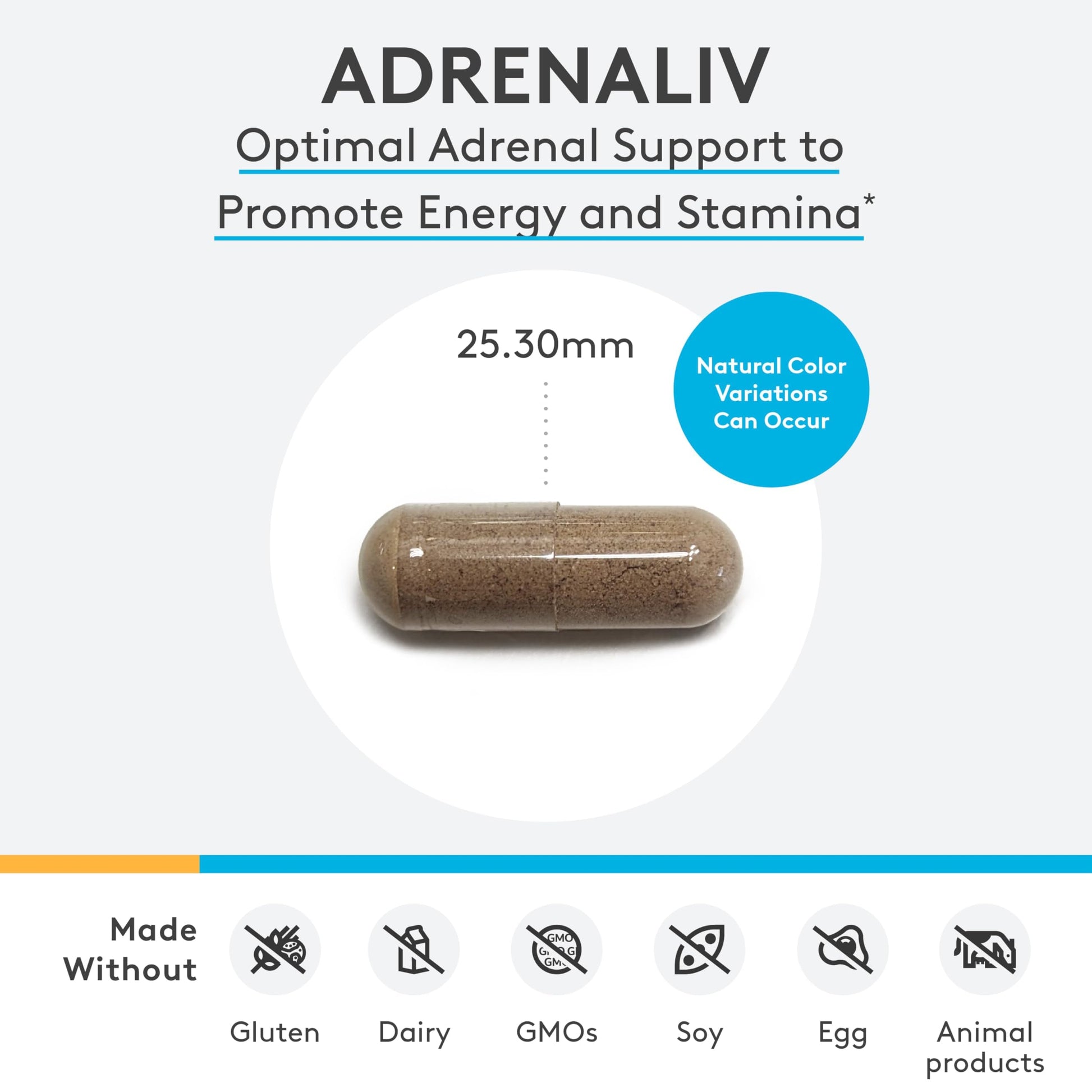 Xymogen Adrenaliv professional formula ingredients panel highlighting adaptogenic botanicals