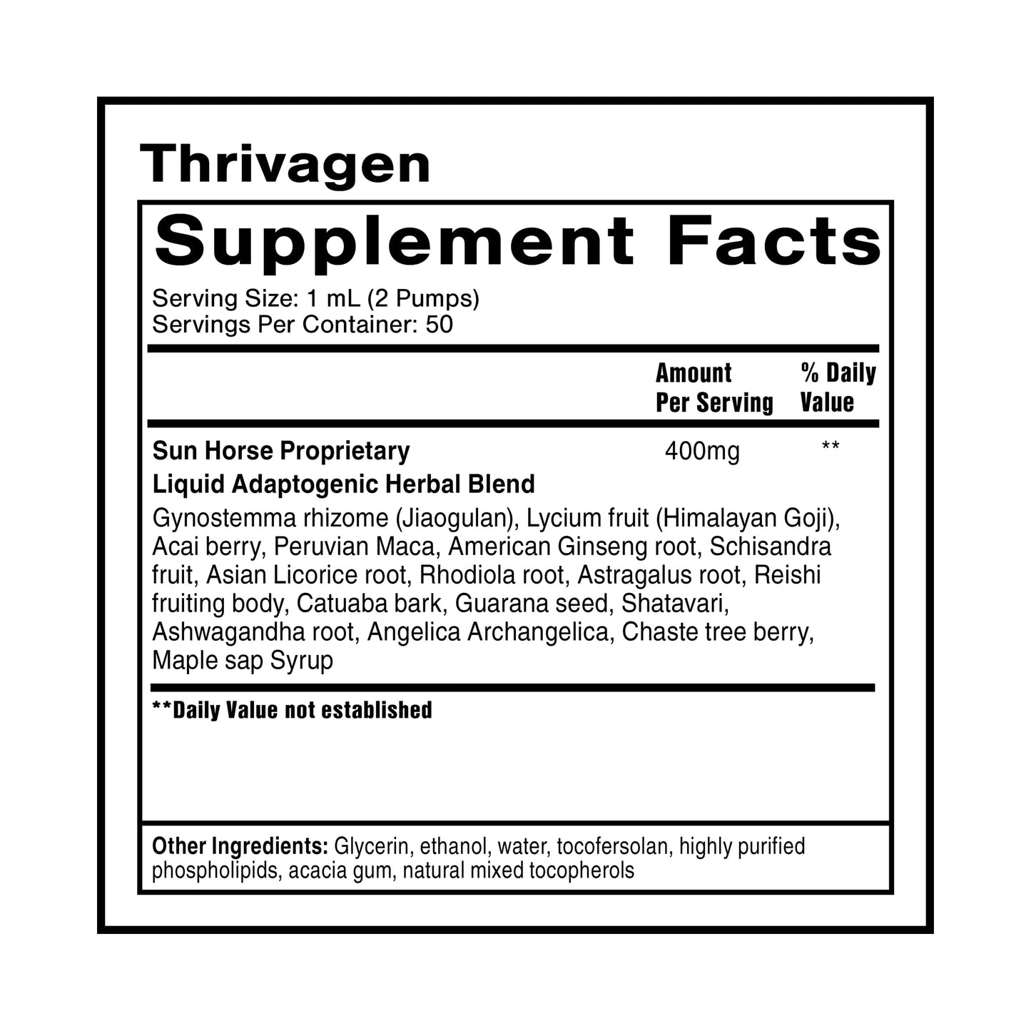 Quicksilver Scientific Thrivagen liposomal liquid formula for female endocrine health.