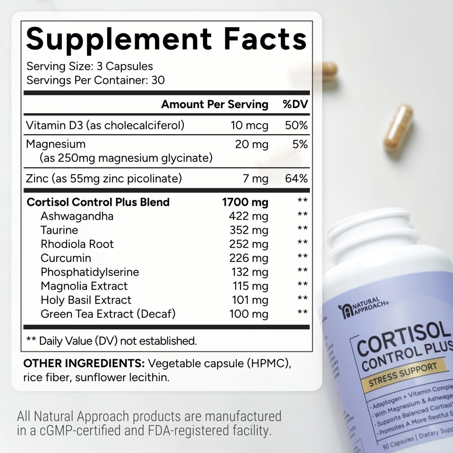 Natural Approach stress relief formula capsules packaging details