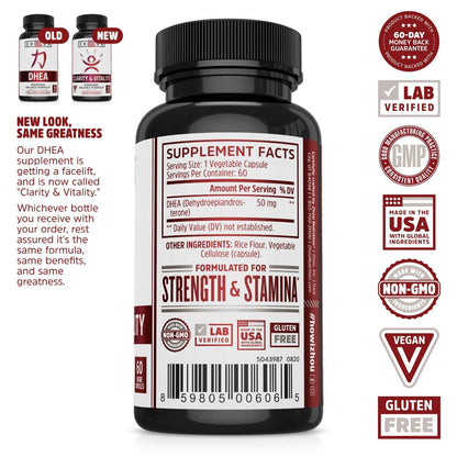 Zhou Nutrition pure DHEA supplement for healthy aging supplement facts