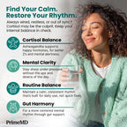 Close up of PrimeMD supplement bottle highlighting ashwagandha and magnesium