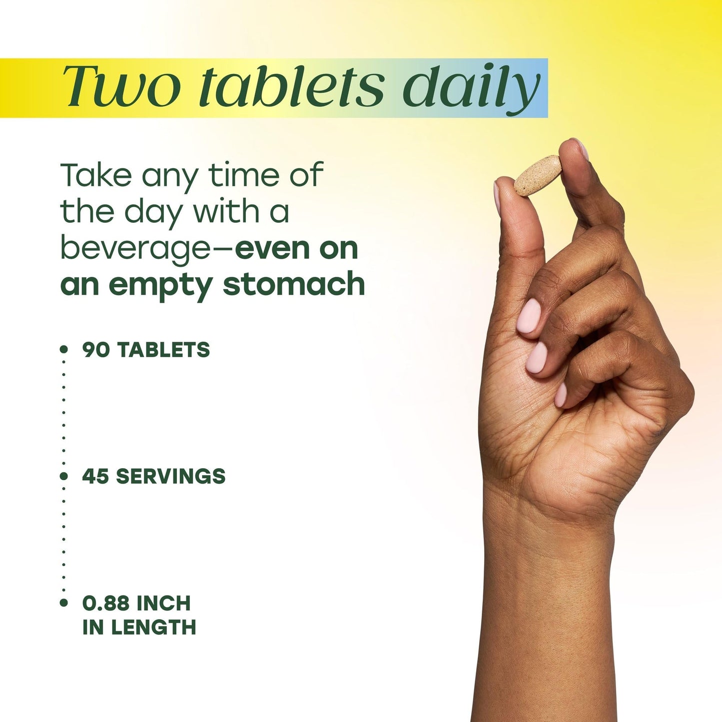 Adult daily dose serving instructions on MegaFood adrenal bottle side