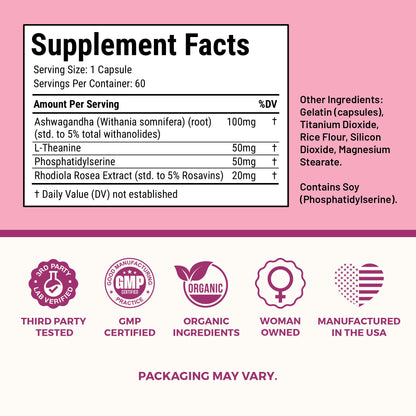 Authentic Vita PCOS stress relief formula capsule container