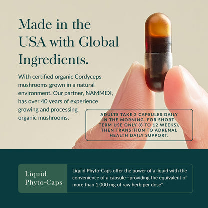 Gaia Herbs adaptogenic stress and energy support capsule close up