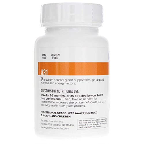 Systemic Formulas adaptogenic capsules container displaying adult dosage directions and health benefits