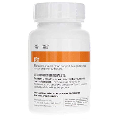Systemic Formulas adaptogenic capsules container displaying adult dosage directions and health benefits
