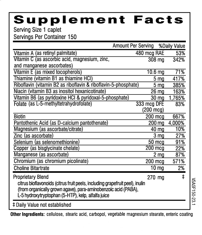 Doctor Wilson's Super Adrenal Stress Formula supplement facts and ingredient label