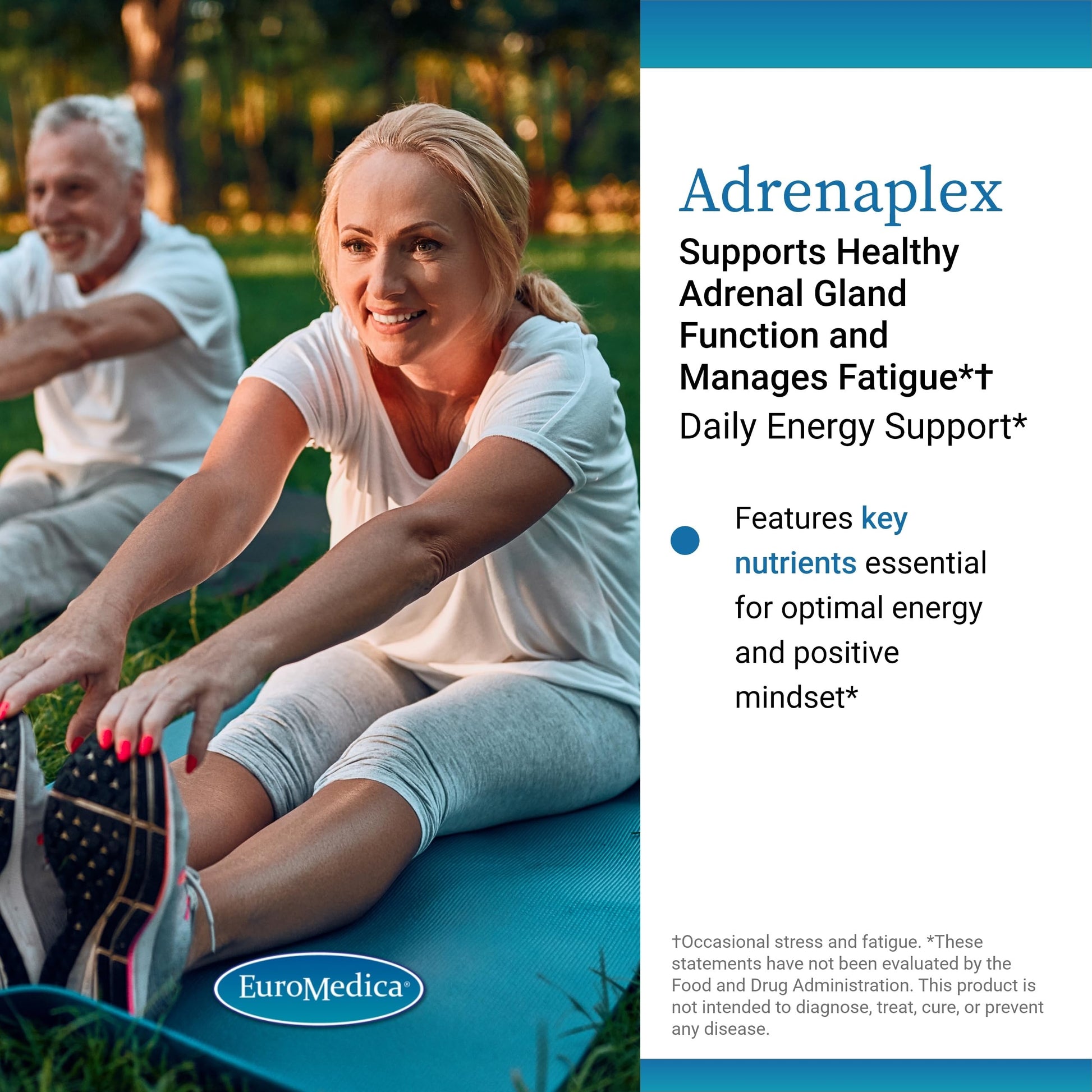 EuroMedica Adrenaplex nutritional information panel displaying ingredients including vitamin C and B6