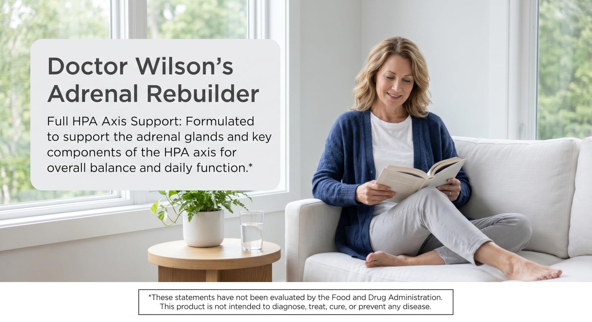 Supplement facts and ingredients label on the back of Dr Wilson's Adrenal Rebuilder caplets.