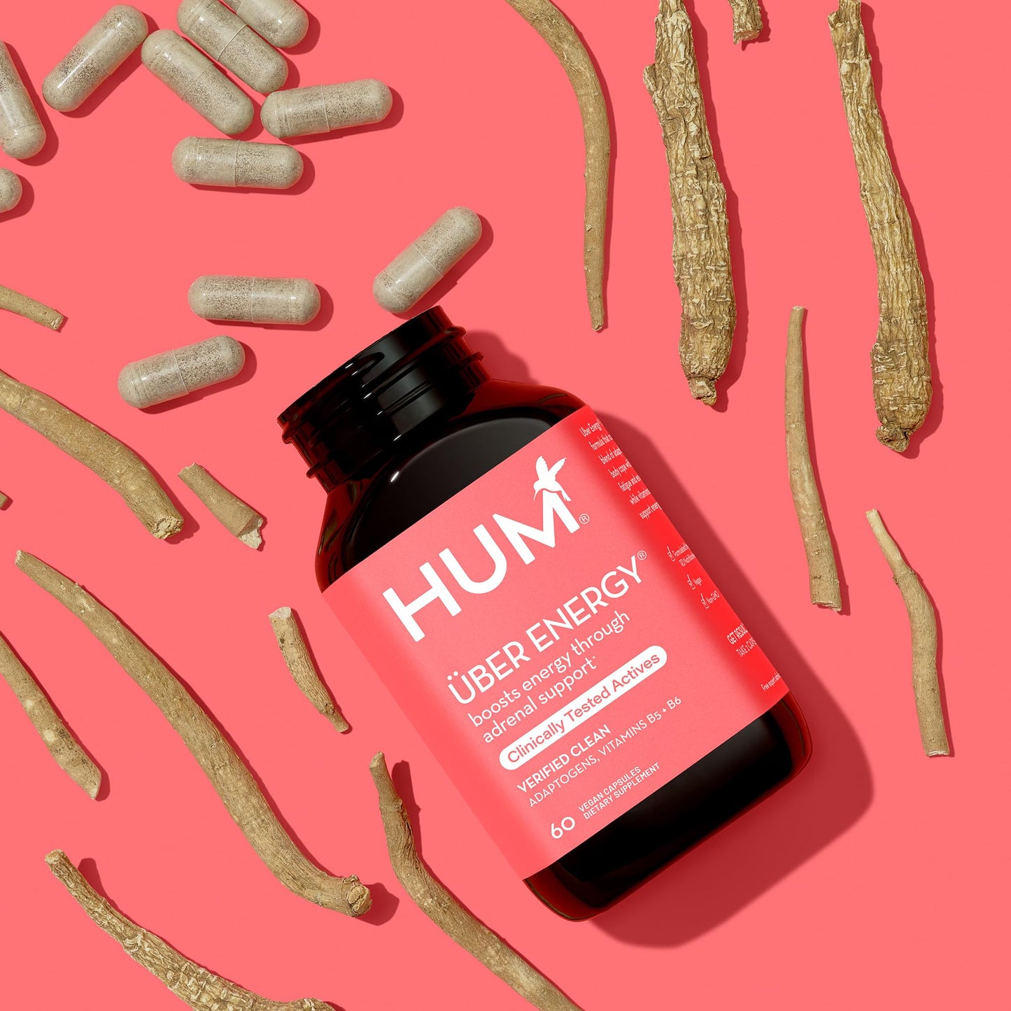HUM Uber Energy energy booster non-GMO gluten-free capsule bottle