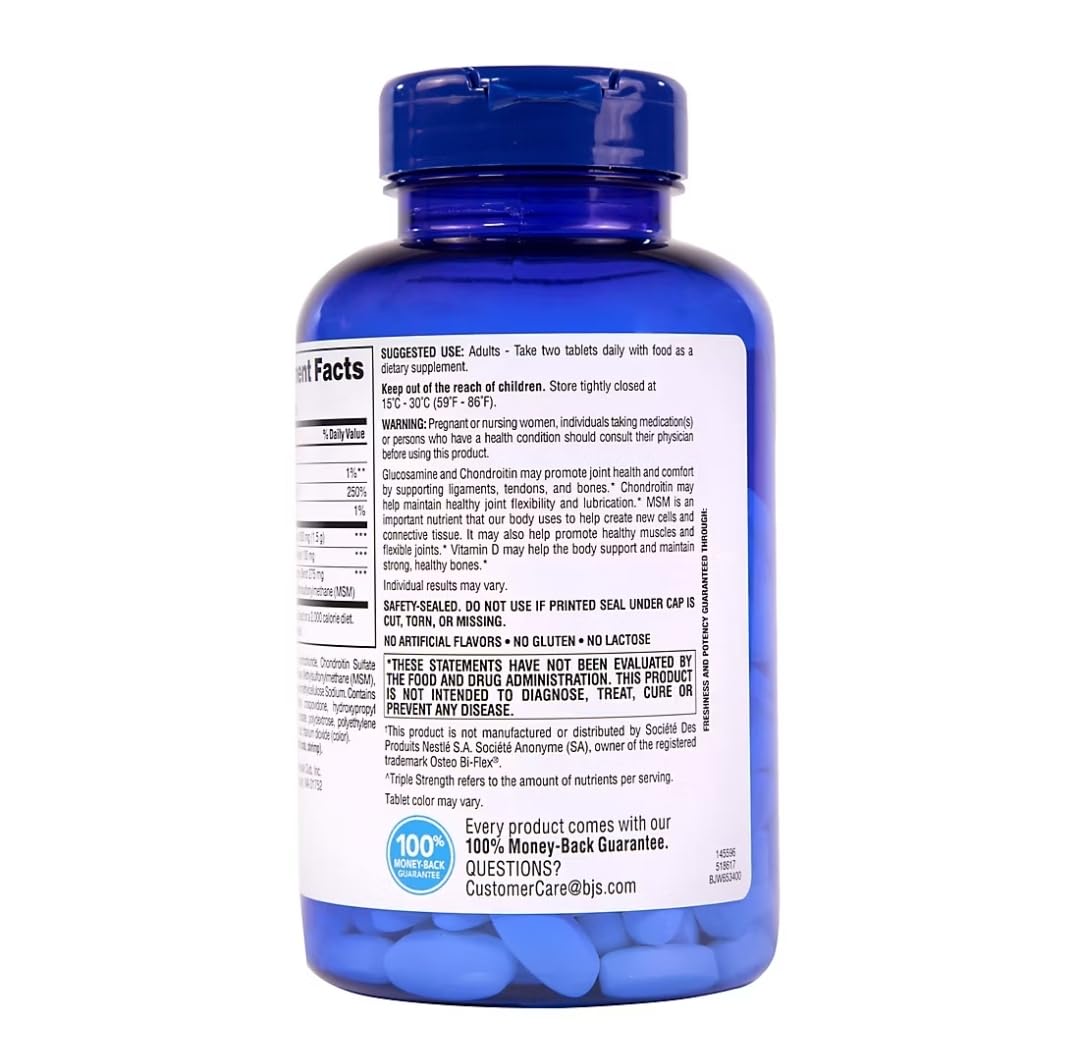 Close up of Berkley Jensen Glucosamine Chondroitin tablet texture