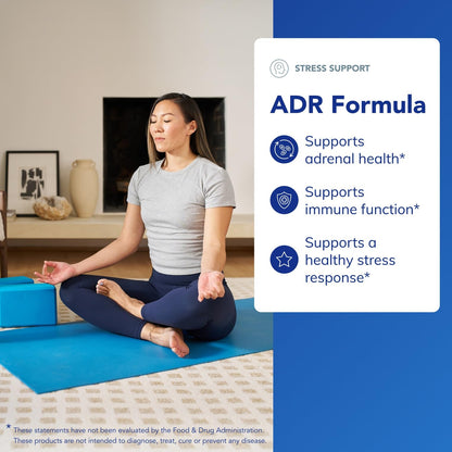 Authentic imported Pure Encapsulations adrenal support capsules bottle highlighting hypoallergenic and gluten free labels