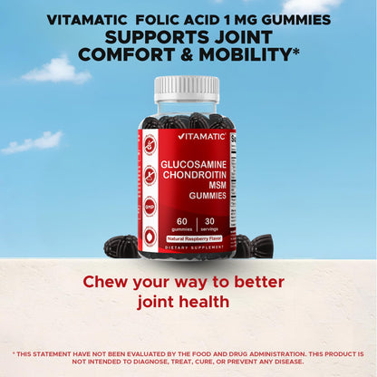 Side profile of Vitamatic Glucosamine Chondroitin MSM supplement bottle