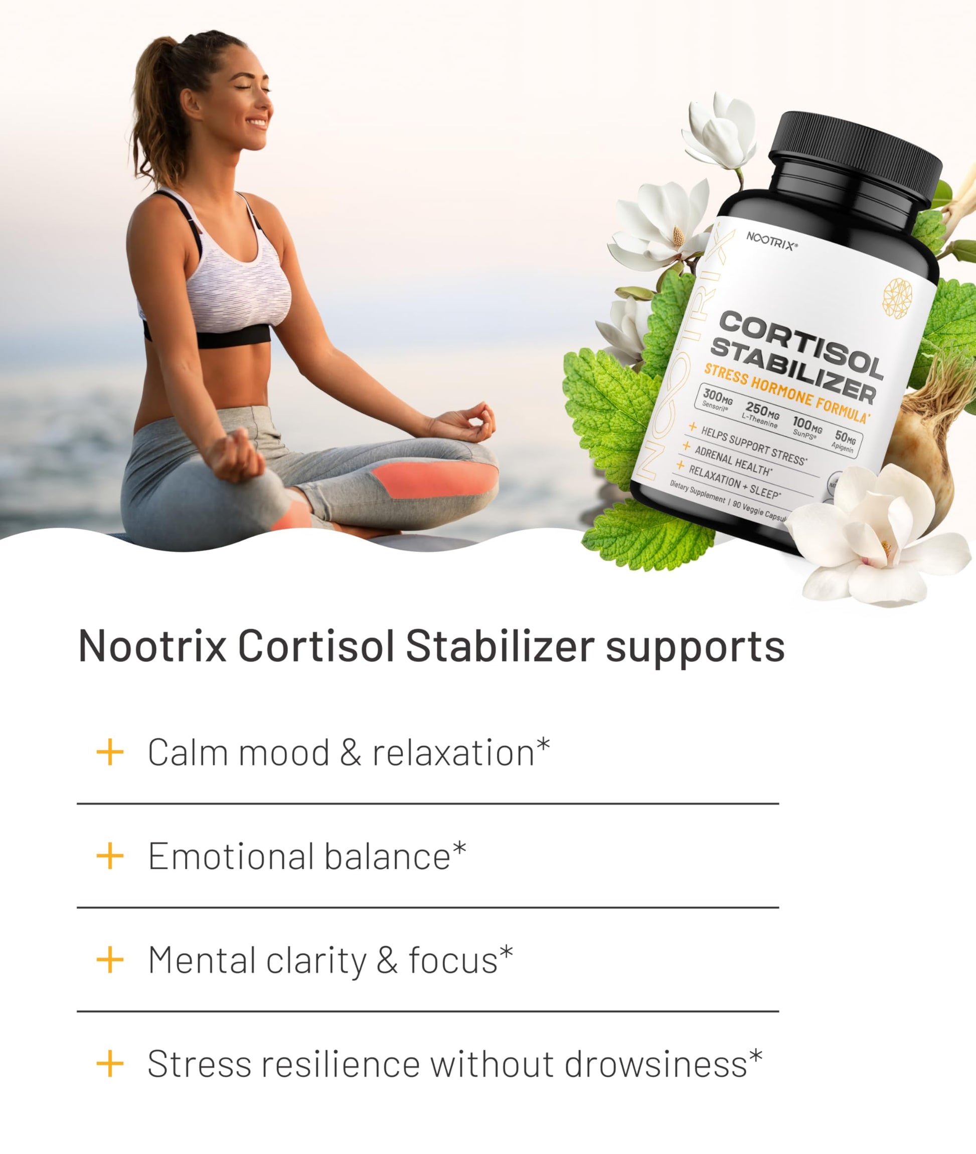 Nootrix Adrenal Support veggie capsules container displaying the premium USA manufactured seal.