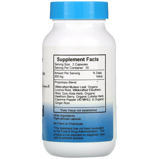 Side angle of Dr. Christopher's Adrenal Formula stress support bottle detailing organic ingredient list.