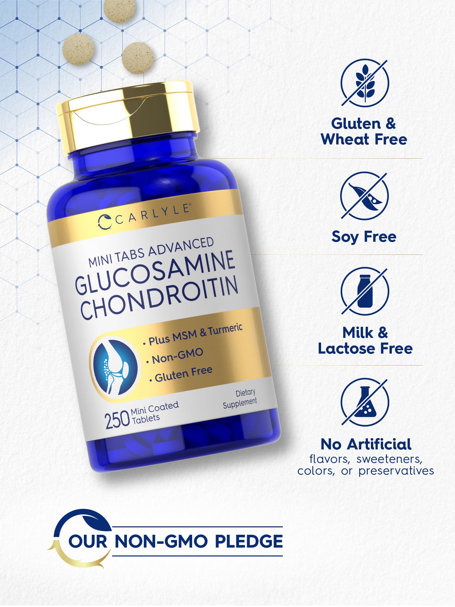 Side view of Carlyle Glucosamine Chondroitin MSM supplement facts