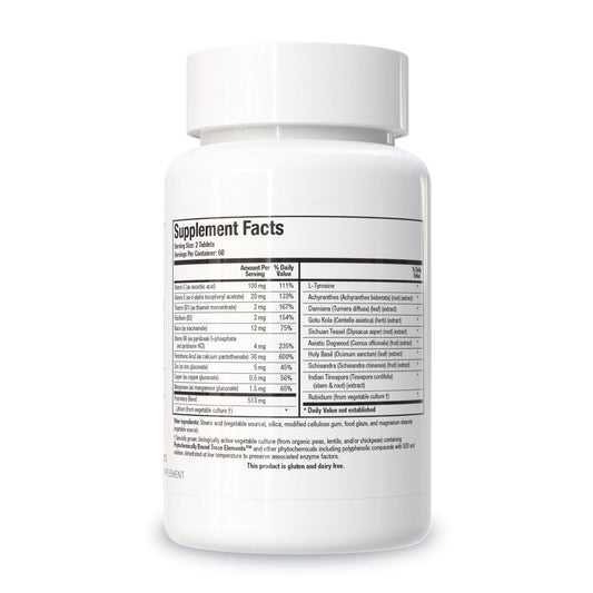 Biotics Research ADHS 120 Tablets vegetarian non glandular formula label details