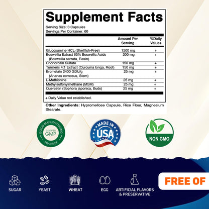 Vitamatic joint support supplement nutrition facts label