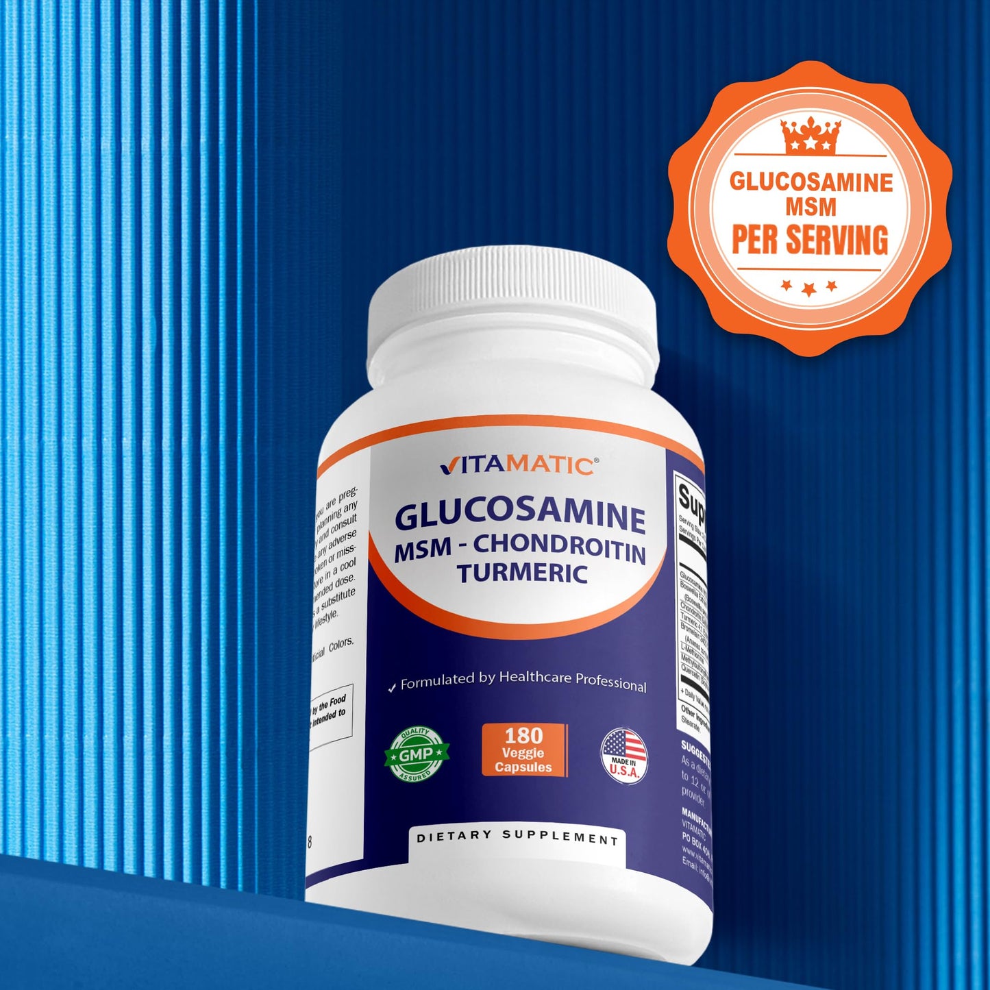 Vitamatic joint supplement ingredients list on bottle