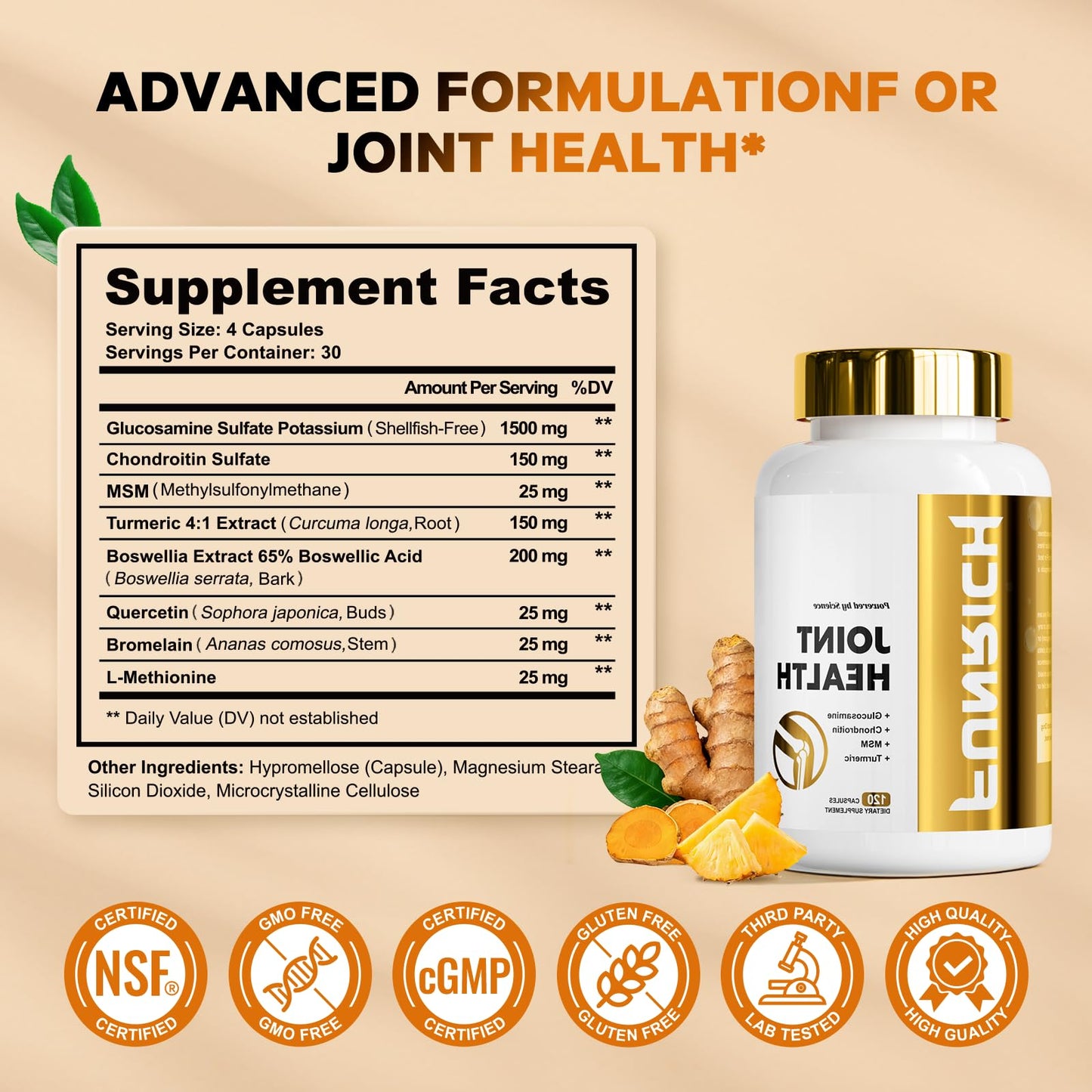 Funrich 120 capsules bottle for joint health
