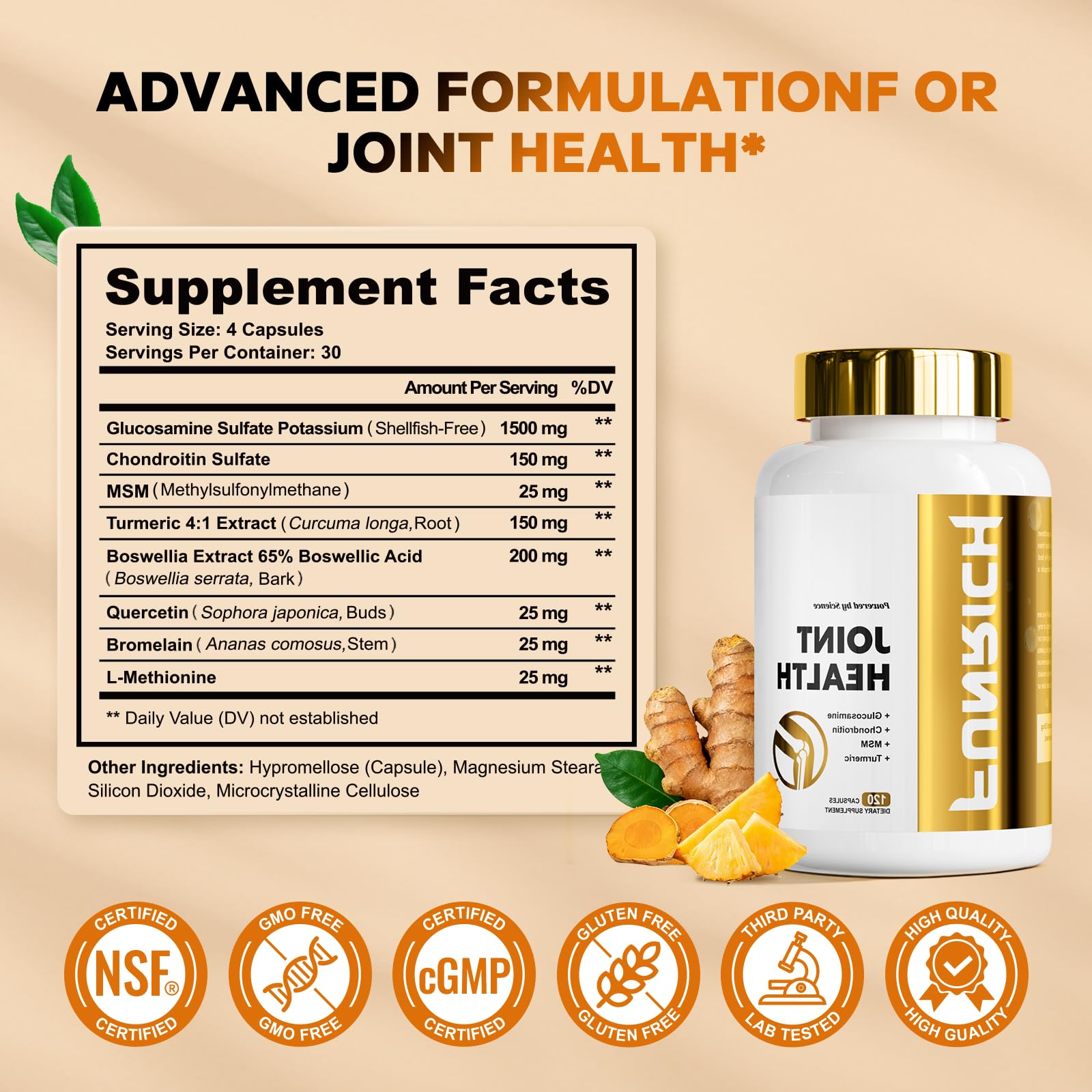 Funrich 120 capsules bottle for joint health