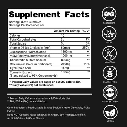 120 count glucosamine chondroitin gummies bottle for joint mobility