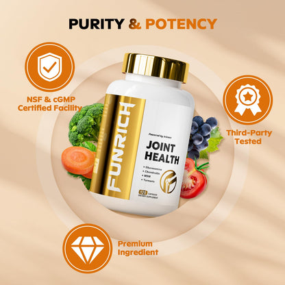 Funrich Glucosamine Chondroitin MSM bottle with supplement capsules