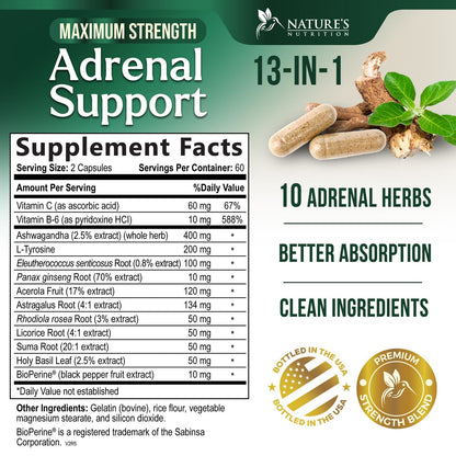 Nature's Nutrition Cortex Complex dietary supplement supplement facts label