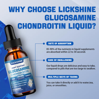 Two pack Lickshine Glucosamine Chondroitin MSM liquid supplement bottles.