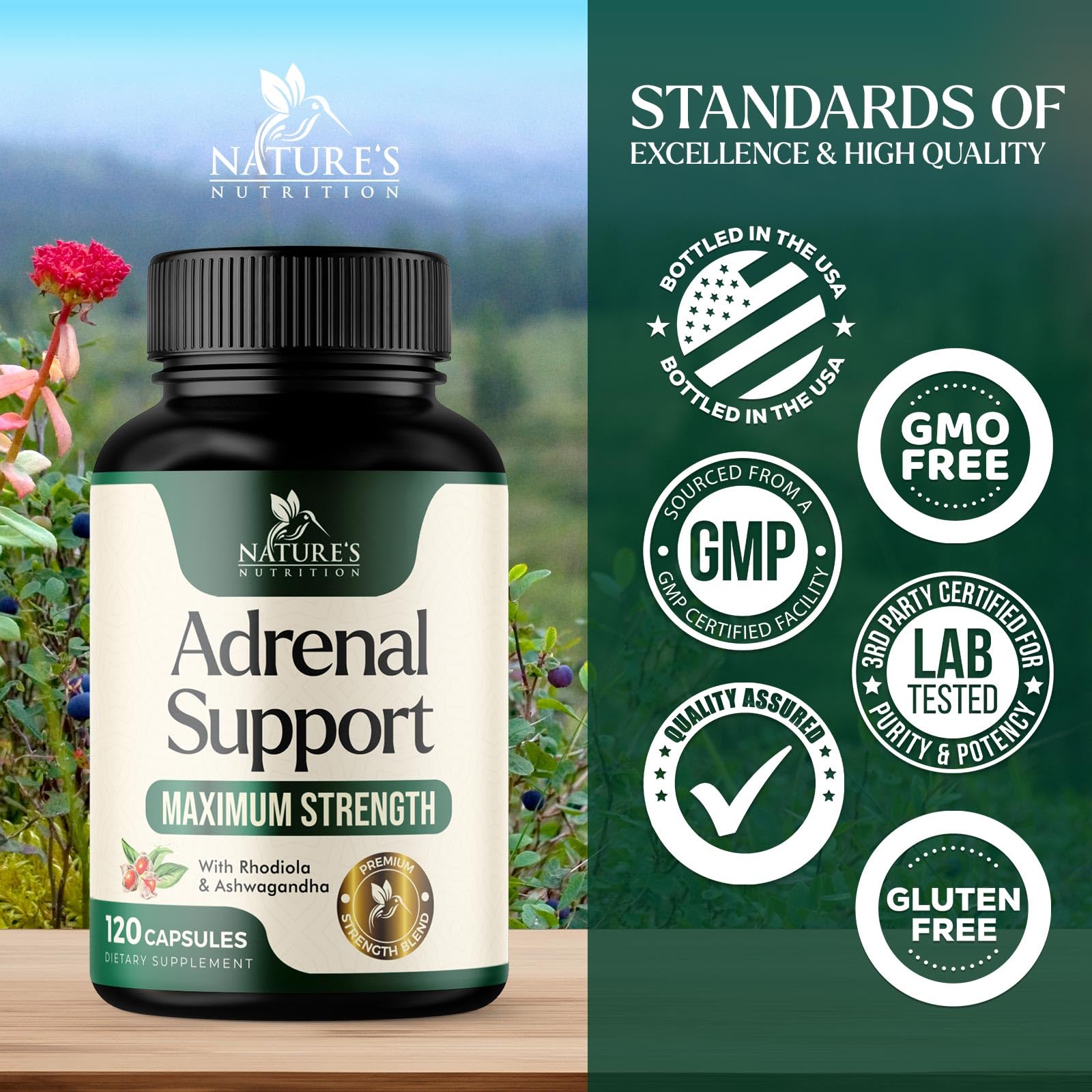 Authentic USA imported adrenal support supplement bottle cap seal