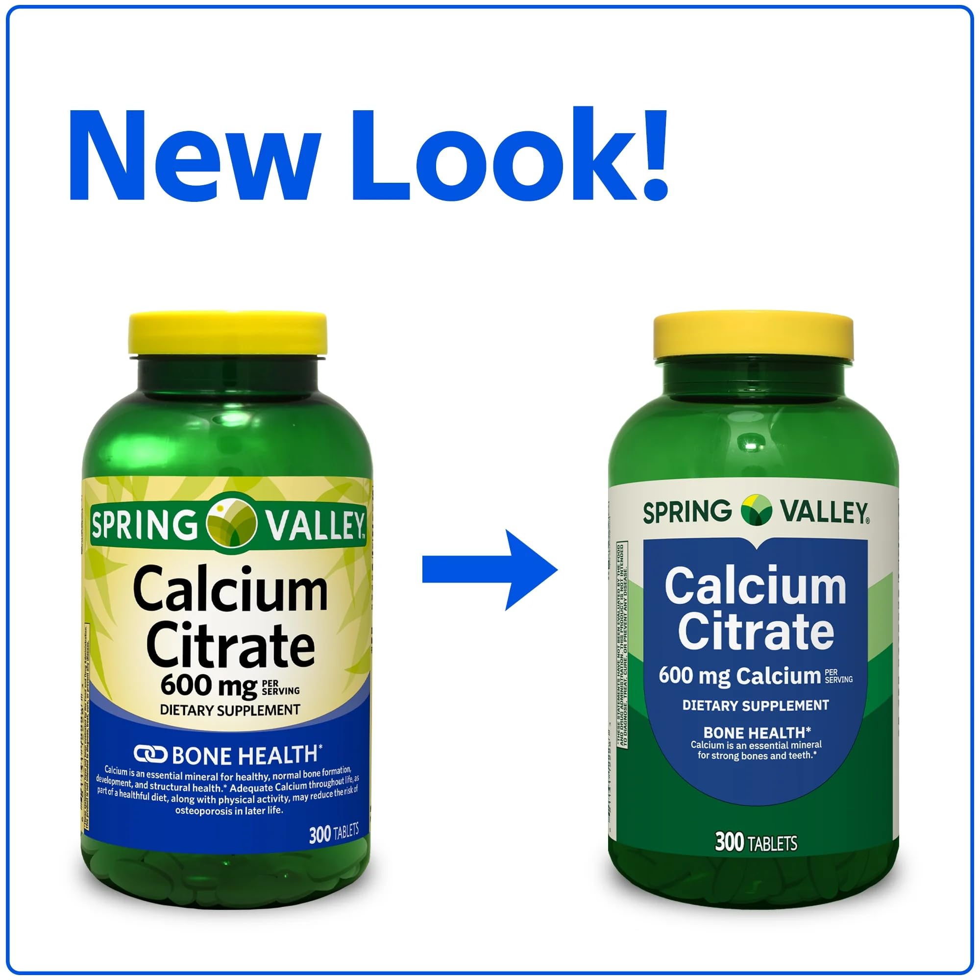Spring Valley Calcium Citrate supplement label showing 600mg potency