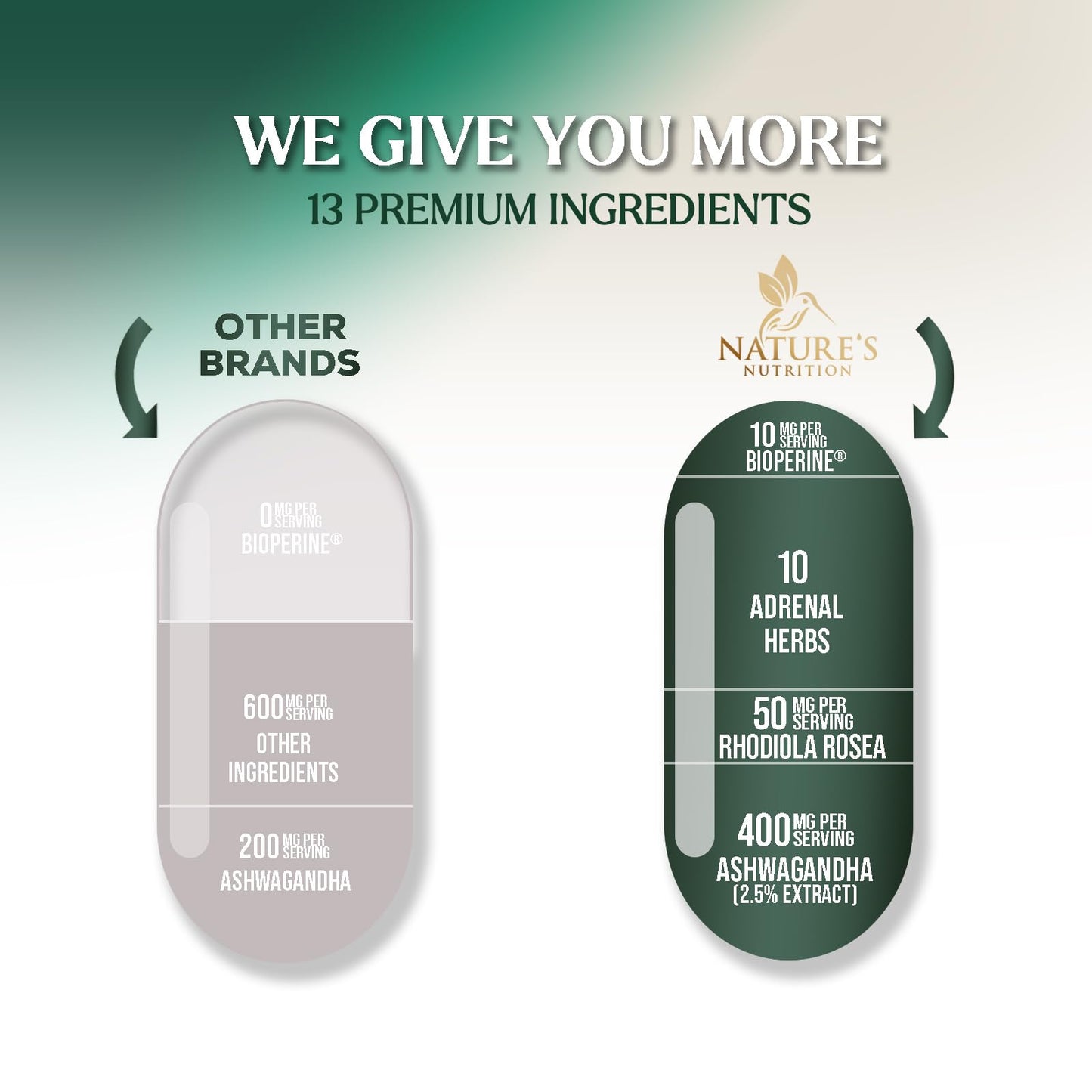 Nature's Nutrition advanced natural energy formula bottle angle view
