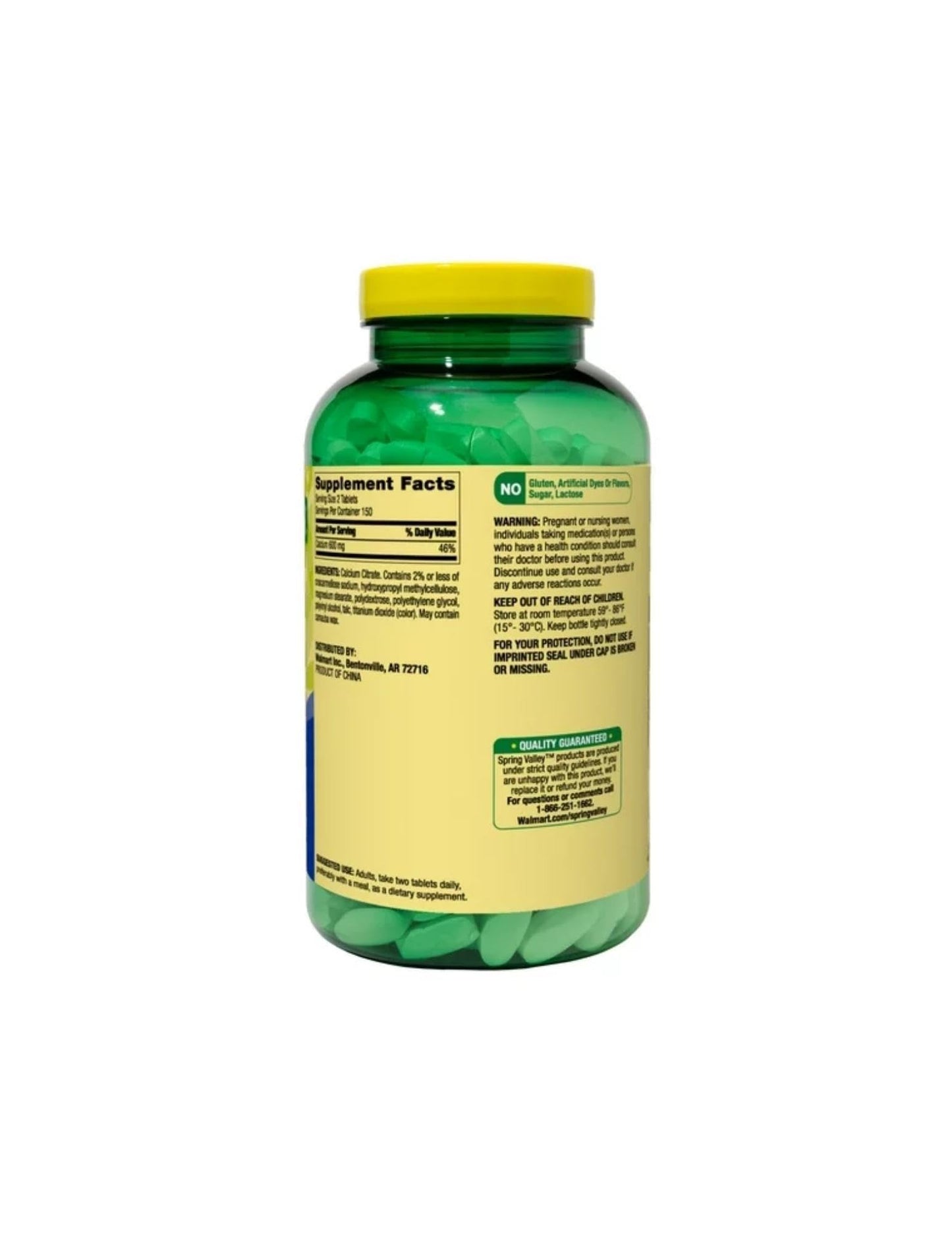 Spring Valley Calcium Citrate 300 count bottle details